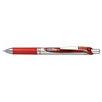 ぺんてる ゲルインキボールペン ノック式エナージェル 0.4mm（シルバー軸 赤）