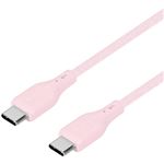 オウルテック 編込シリコンケーブル データ転送 USB Type‐C to USB Type‐C サクラピンク