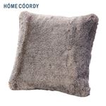 HOME COORDY フェイクファー 背あてクッション グレージュ 45×45cm