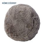 HOME COORDY フェイクファー ミニクッション グレージュ 直径28×10cm
