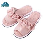 HOME COORDY 洗えてムレにくいメッシュスリッパ フリル ピンク M・無地