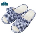 HOME COORDY 洗えてムレにくいメッシュスリッパ フリル ネイビー M