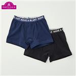 男の子 トップバリュ 綿混ストレッチボクサーブリーフ 2枚組（無地）（ブラック／ネイビー）サイズ 150cm