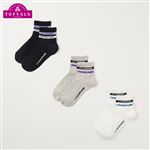 女の子 トップバリュ スクールショートクルー丈ソックス3足組B（アソート2）サイズ 19～24cm