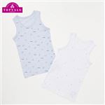 男の子 トップバリュ オーガニック綿男児 ランニング 柄 2枚組（ホワイト総柄×サックス総柄）サイズ 100cm