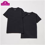 男の子 トップバリュ オーガニック綿 男児 天竺 Tシャツ 無地 2枚組（ブラック）サイズ 170cm