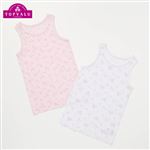 女の子 トップバリュ オーガニック綿女児 タンクトップ 柄 2枚組（ホワイト総柄×ピンク総柄）サイズ 100cm