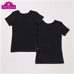 女の子 トップバリュ 厚地 女児 3分袖 無地 2枚組（ブラック）サイズ 160cm