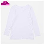 女の子 ピースフィット WARM 女児 9分袖 丸首（衿広め）（ホワイト）サイズ 110cm