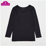 女の子 ピースフィット WARM 女児 9分袖 丸首（衿広め）（ブラック）サイズ 110cm