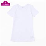 女の子 ピースフィット WARM オーガニックコットン綿混 女児 3分袖丸首（衿広め）（ホワイト）サイズ 120cm