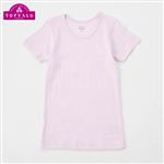 女の子 ピースフィット WARM オーガニックコットン綿混 女児 3分袖丸首（衿広め）（ピンク）サイズ 120cm