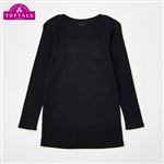 女の子 ピースフィット WARM オーガニックコットン綿混 女児 9分袖丸首（衿広め）（ブラック）サイズ 160cm