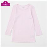 女の子 ピースフィット WARM オーガニックコットン綿混 女児 9分袖丸首（衿広め）（ピンク）サイズ 110cm