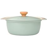 【IH対応】HOME COORDY 深型軽量セラミックコート卓上鍋（ミントグリーン）24cm
