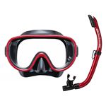 【プール用品】マスクスノーケルセット ブラックメタリックダークレッド 大人用（10才～目安）