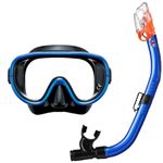 【プール用品】マスクスノーケルセット ブラックマンタブルー 大人用（10才～目安）