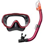 【プール用品】マスクスノーケルセット ブラックメタリックダークレッド 大人用（10才～目安）
