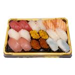 【魚屋の鮨】魚屋のにぎり鮨（いくら・うに・えび入）18貫入【わさびなし】1パック
