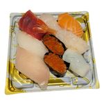 【魚屋の鮨】魚屋のにぎり鮨（いくら・えび入）9貫入【わさびなし】1パック【12時以降の配送に限ります】