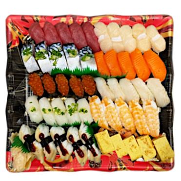 おうちでイオン イオンネットスーパー 出前のお寿司予約 トレー ほたてと鰺入りにぎり 5人前 わさびなし