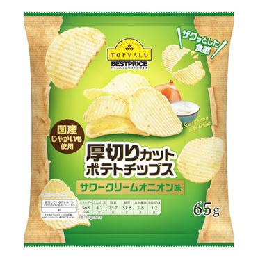 おうちでイオン イオンネットスーパー トップバリュベストプライス 厚切りカットポテトチップス サワークリームオニオン味 65g
