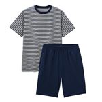 （メンズ）ピースフィット Silky FACTコットンボーダーTシャツ上下セット（コイアオ）サイズ XL