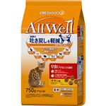【ペット用】ユニ・チャーム AllWell 早食いが気になる猫用 チキン味 挽き小魚とささみ フリーズドライパウダー入り 750g（375g×2袋）