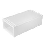HOME COORDY 押入ケース 浅型 ホワイト／クリア サイズ 幅39×奥行き74×高さ23cm