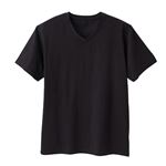 （メンズ）PEACE FIT（ピースフィット）Silky FACT コットン 半袖 Vネック Tシャツ（クロ）サイズ XL