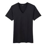 PEACE FIT（ピースフィット）（メンズ）Silky FACT 半袖 Vネックシャツ（クロ）サイズ M