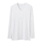 PEACE FIT（ピースフィット）（メンズ）Silky FACT 長袖 Vネックシャツ（シロ）サイズ L