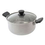 HOME COORDY【IH対応】ガラスフタ付ステンレス製両手鍋 22cm