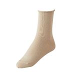 （レディース）トップバリュ 口ゴムゆったりトップロール柄ショート丈ソックス 2足組（ベージュ）サイズ 23～25cm