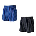 （メンズ）トップバリュ 2枚組 布帛先染めトランクス（ストライプ柄）（ブルー・ブラック）サイズ 2XL