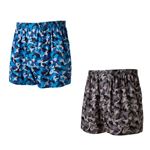 （メンズ）トップバリュ 2枚組 布帛プリントトランクス（迷彩柄）（ブルー・ブラック）サイズ L