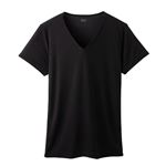 （メンズ）ピースフィット 半袖Vネックシャツ COOL強力抗菌（クロ）サイズ 3XL