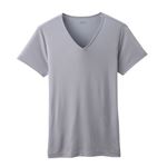 （メンズ）ピースフィット 半袖Vネックシャツ COOL強力抗菌（グレー）サイズ 3XL