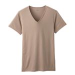 （メンズ）ピースフィット 半袖Vネックシャツ COOL強力抗菌（ベージュ）サイズ XL