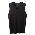 （メンズ）ピースフィット スリーブレスVネックシャツ COOL強力抗菌（クロ）サイズ 3XL