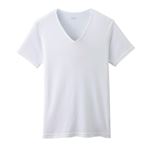 （メンズ）ピースフィット 半袖Vネックシャツ COOLコットン（シロ）サイズ 2XL