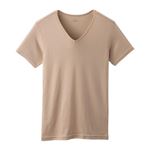 （メンズ）ピースフィット 半袖Vネックシャツ COOLコットン（ベージュ）サイズ XL