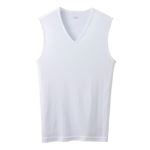 （メンズ）ピースフィット スリーブレスVネックシャツ COOLコットン（シロ）サイズ XL