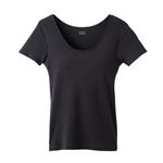 （レディース）ピースフィット COOL コットン100％ 出し入れできるカップ付 3分袖（クロ）サイズ 2XL
