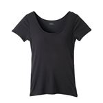 （レディース）ピースフィット COOL出し入れできるカップ付 3分袖（クロ）サイズ XL