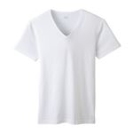 （メンズ）ピースフィット COOL 半袖Vネックシャツ コットン（シロ）サイズ XL