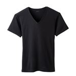 （メンズ）ピースフィット COOL 半袖Vネックシャツ コットン（クロ）サイズ 2XL