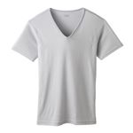 （メンズ）ピースフィット COOL 半袖Vネックシャツ コットン（グレー）サイズ 2XL