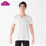 （メンズ）ピースフィット COOL 半袖Vネックシャツ 強力接触冷感（シロ）サイズ 3XL