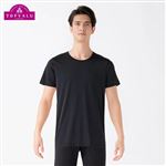 （メンズ）ピースフィット COOL 半袖クルーネックシャツ 強力接触冷感（クロ）サイズ 2XL